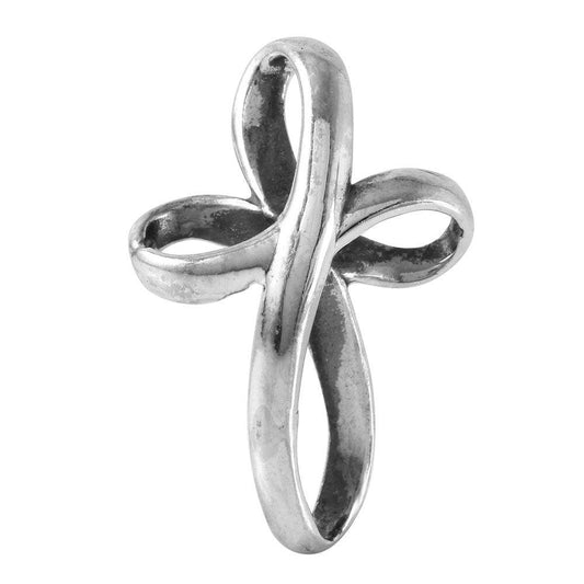 Silver 925 Stylized Curved Cross Shaped Pendant - STP01085 | Silver Palace Inc.