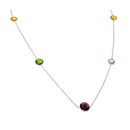 Silver 925 Rhodium Plated Clear CZ Pendant Necklace - STP01333 | Silver Palace Inc.