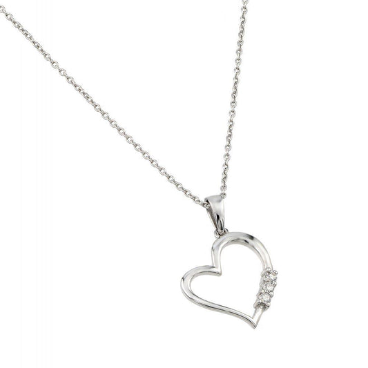 Silver 925 Rhodium Plated Heart CZ Pendant - STP01464 | Silver Palace Inc.