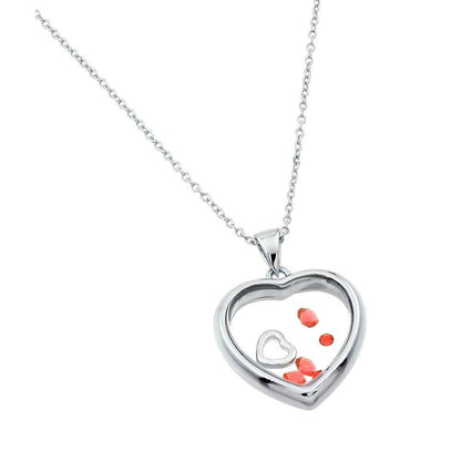 Silver 925 Rhodium Plated Birthstone Heart Pendant - STP01469