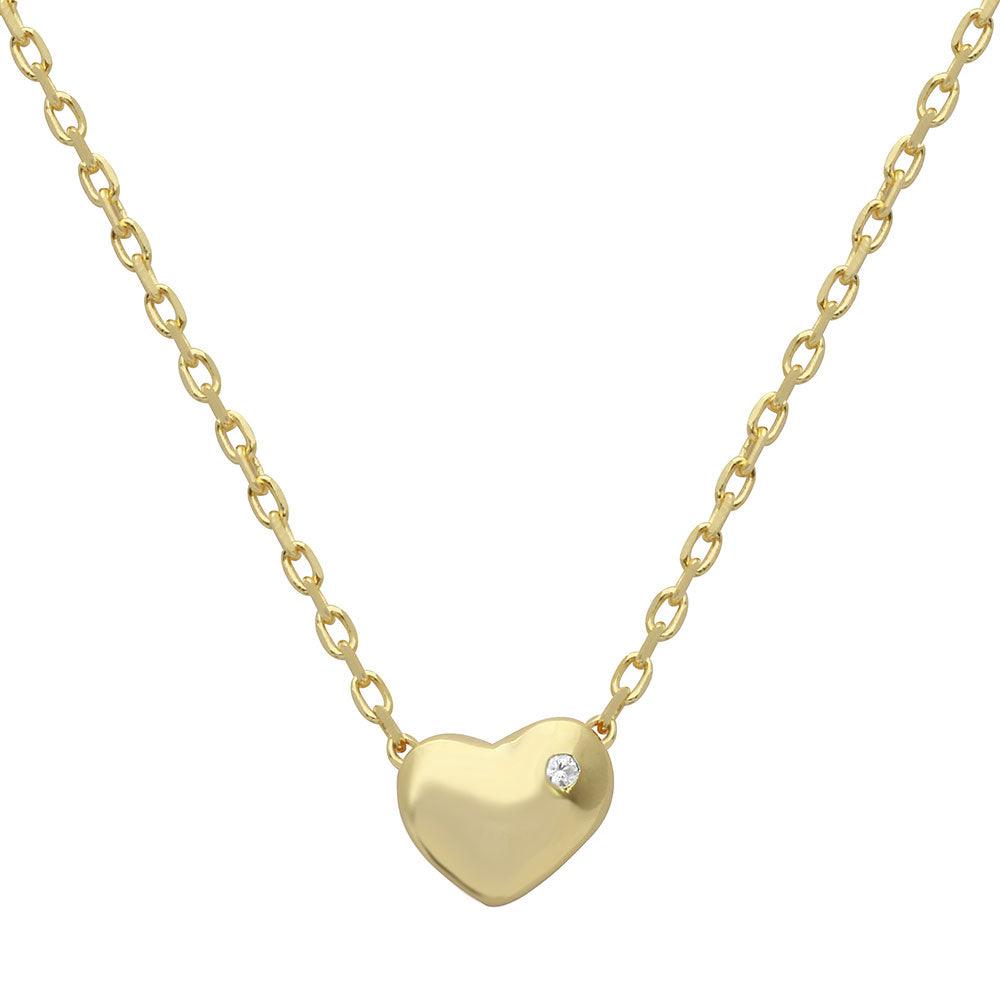 Silver 925 Gold Plated Small Heart with Stone Necklace - STP01542GP