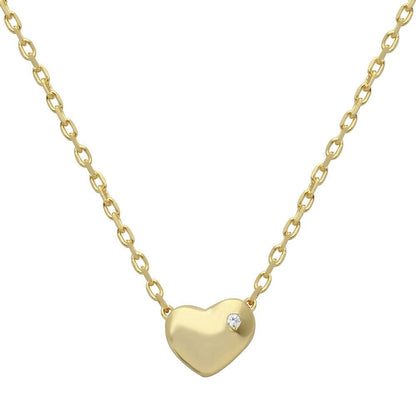 Silver 925 Gold Plated Small Heart with Stone Necklace - STP01542GP