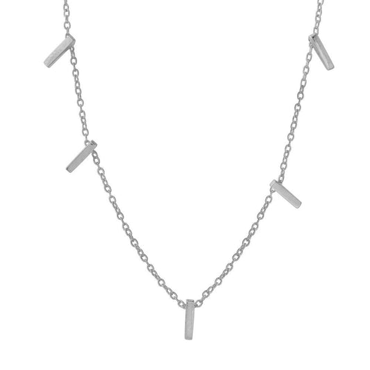 Silver 925 Rhodium Plated Small Multi Bar Necklace - STP01557RH | Silver Palace Inc.