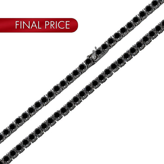Silver 925 Blk Rhodium Plated Round Blk CZ Tennis Necklace 4mm - STP01676BLK | Silver Palace Inc.