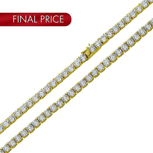Silver 925 Gold Plated Tennis CZ Necklace 4mm - STP01676GP | Silver Palace Inc.