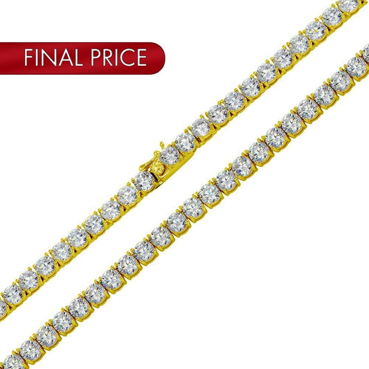 Silver 925 Gold Plated Round CZ Link Chains and Bracelet 5mm - STP01708 GP | Silver Palace Inc.