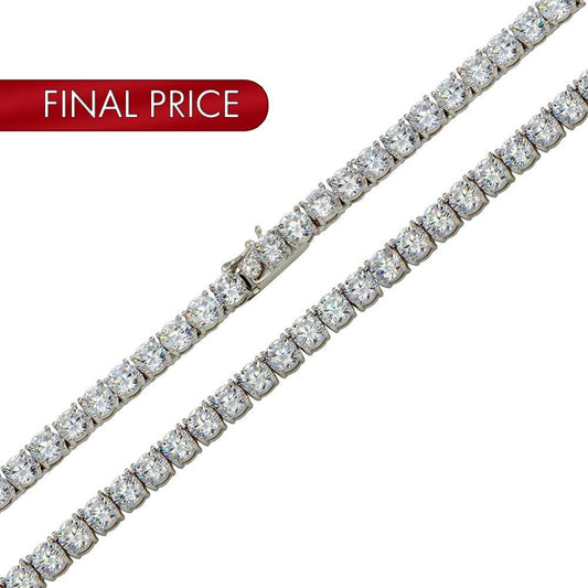Silver 925 Rhodium Plated Round CZ Tennis Necklace and Bracelet 5mm - STP01708 | Silver Palace Inc.