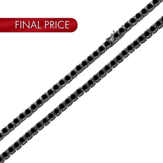 Silver 925 Blk Rhodium Plated Round Blk CZ Tennis Necklace 3mm - STP01709 BLK | Silver Palace Inc.