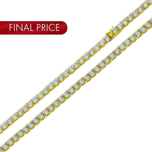 Silver 925 Gold Plated Round CZ Tennis Necklace and Bracelet 3mm - STP01709 GP | Silver Palace Inc.