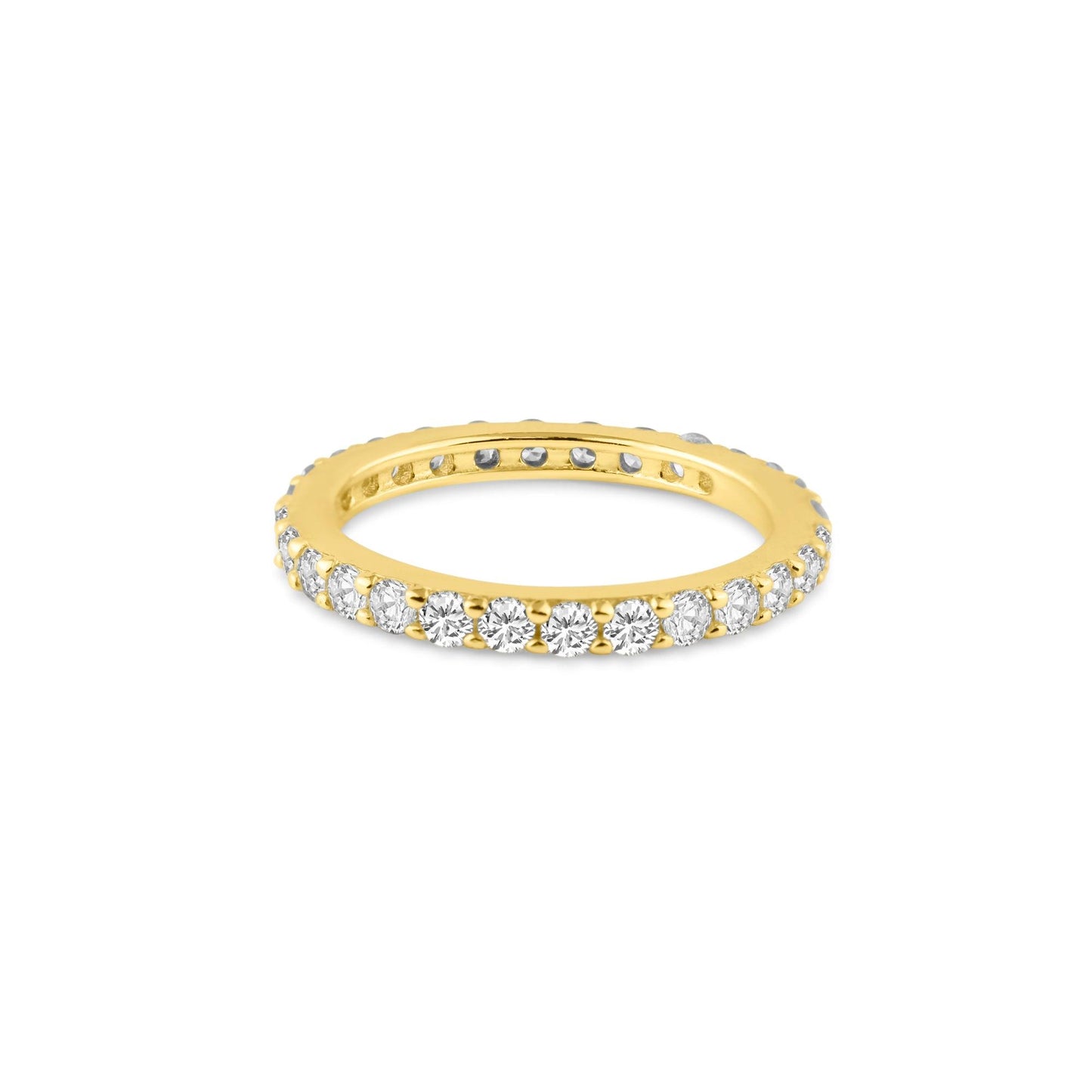 Silver 925 Gold Plated Clear CZ Stackable Eternity Ring - STR00119GP