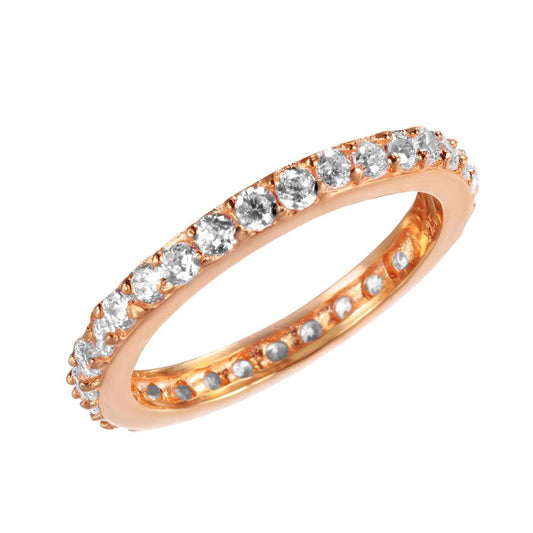Silver 925 Rose Gold Plated Clear CZ Stackable Eternity Ring - STR00119RGP | Silver Palace Inc.