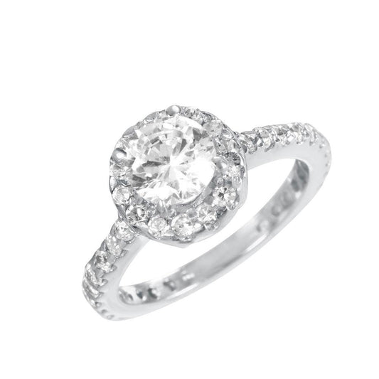 Closeout-Silver 925 Rhodium Plated CZ Ring - STR00399 | Silver Palace Inc.