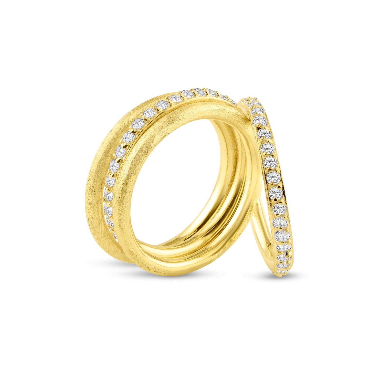 Silver 925 Gold Plated CZ Ring Set - STR00517GP | Silver Palace Inc.