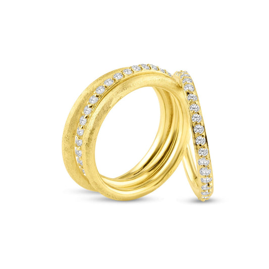 Silver 925 Gold Plated CZ Ring Set - STR00517GP | Silver Palace Inc.