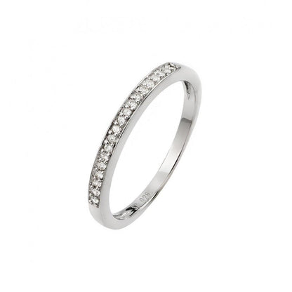 Silver 925 Rhodium Plated Small Round CZ Band Ring - STR00938 | Silver Palace Inc.