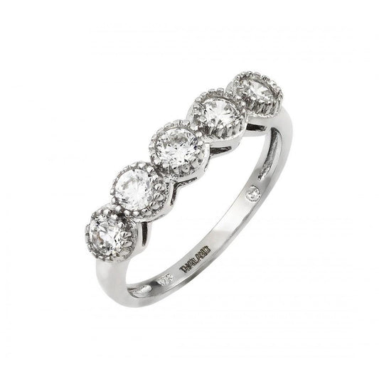 Silver 925 Rhodium Plated 5 Clear CZ Cluster Ring - STR01010 | Silver Palace Inc.