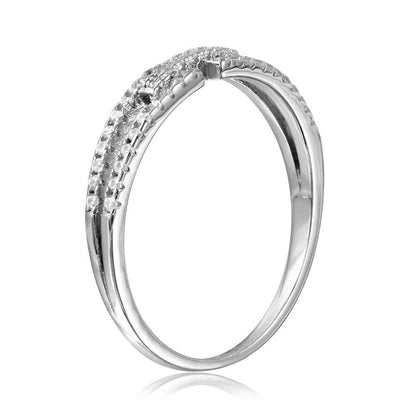 Silver 925 Rhodium Plated Open Shank CZ Ring - STR01056