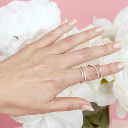 Silver 925 Rhodium Plated CZ Spiral Ring - STR01063