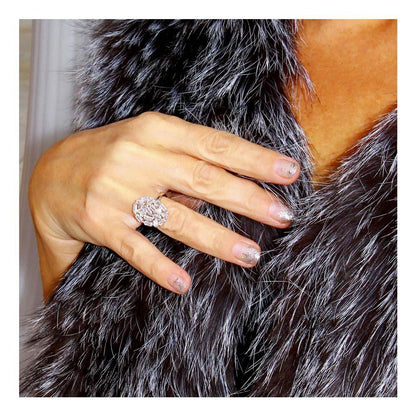 Silver 925 Rhodium Plated Oval Shape Ring with Rectangle CZ - STR01068