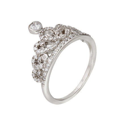 Silver 925 Rhodium Plated CZ Tiara Ring - STR01073