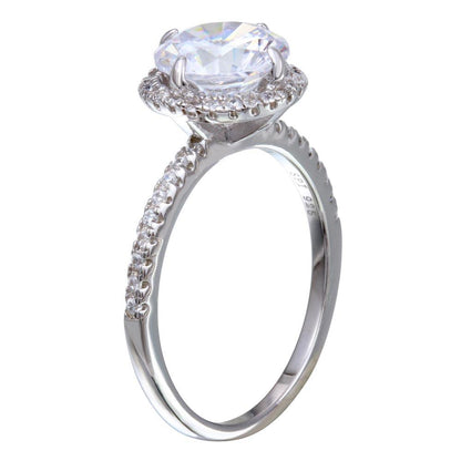 Silver 925 Rhodium Plated Round CZ Stone Ring - STR01087