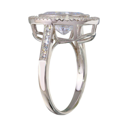 Silver 925 Rhodium Plated Round CZ Ring - STR01088