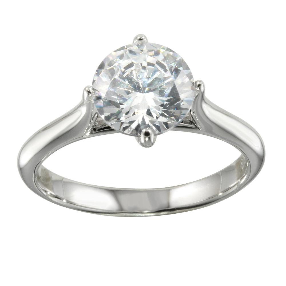 Silver 925 Rhodium Plated CZ Stone Ring - STR01095 | Silver Palace Inc.