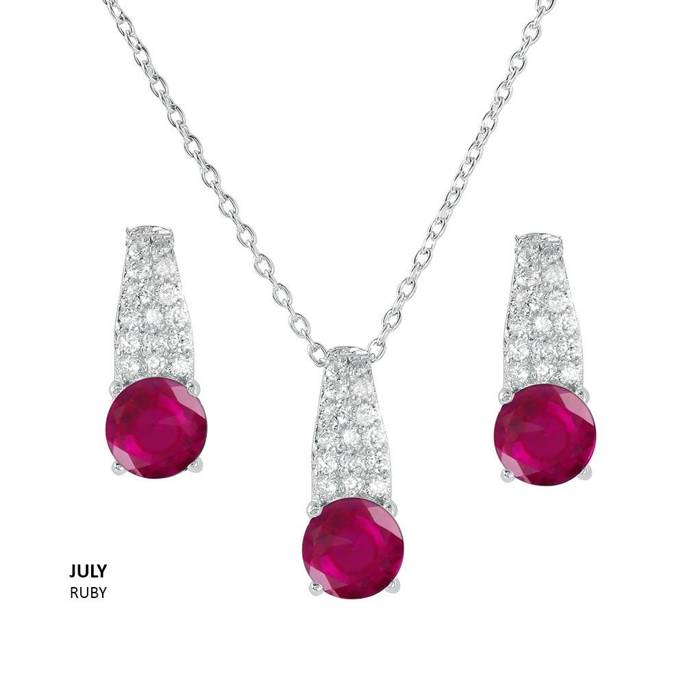 Silver 925 Rhodium Plated Teardrop CZ Birthstone Set - STS00495