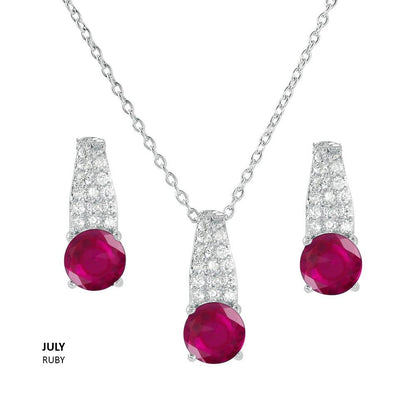 Silver 925 Rhodium Plated Teardrop CZ Birthstone Set - STS00495