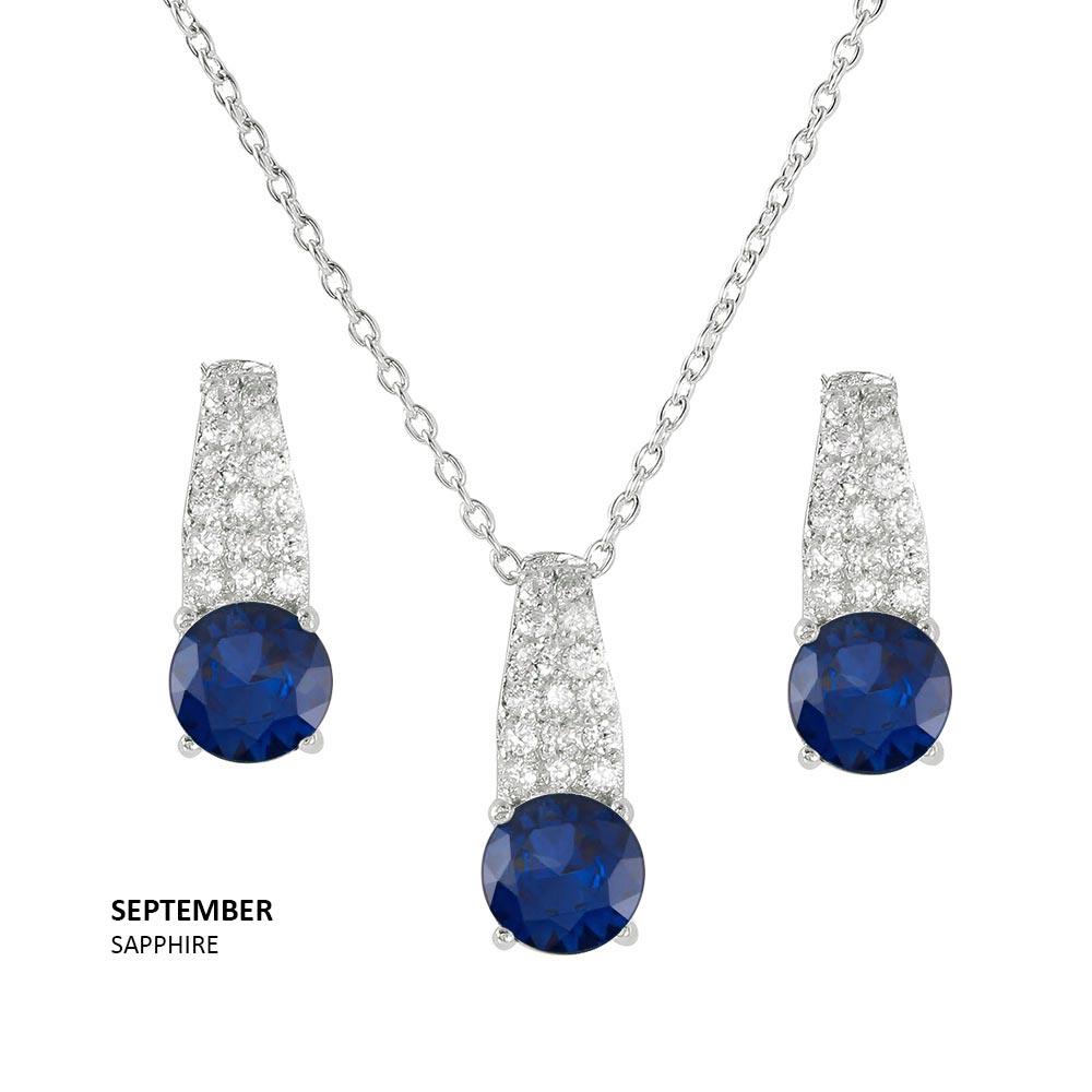 Silver 925 Rhodium Plated Teardrop CZ Birthstone Set - STS00495