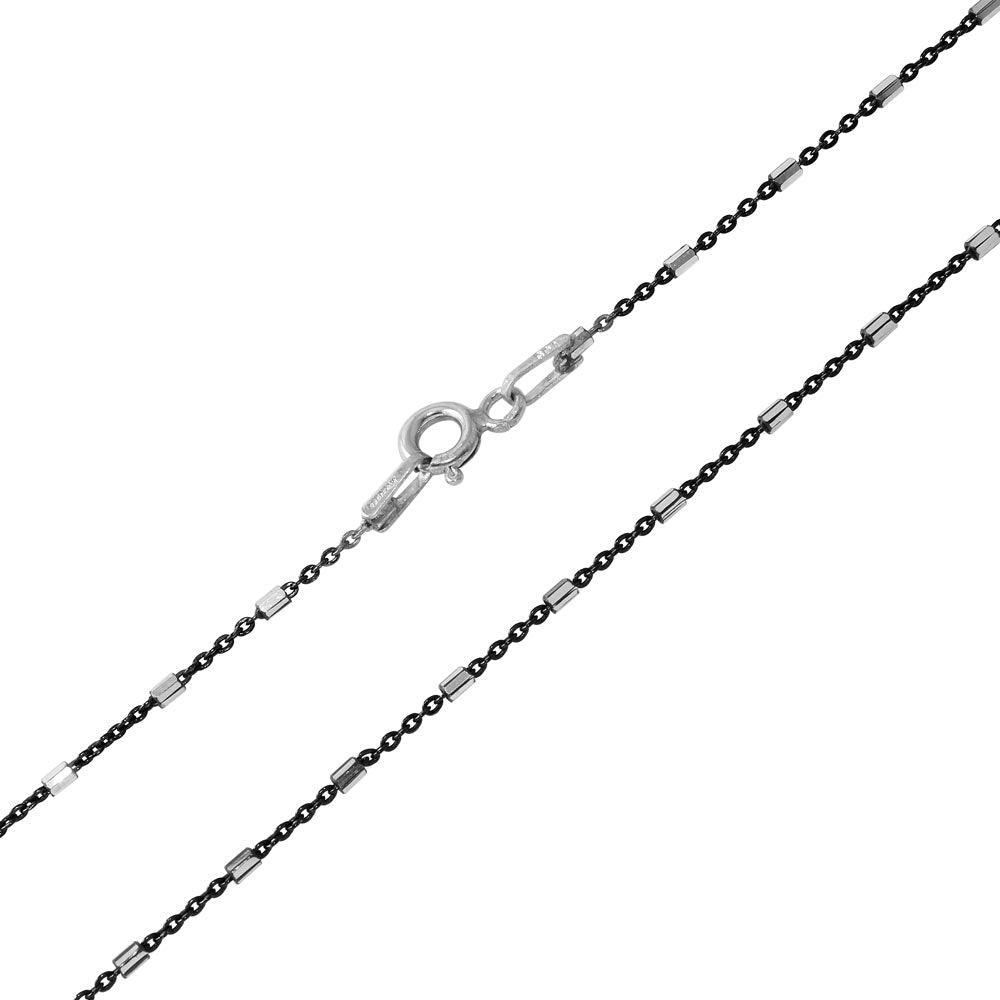 Silver 925 Black Rhodium Plated Tube 2 DC Link B-W Chain - CH250 RH | Silver Palace Inc.