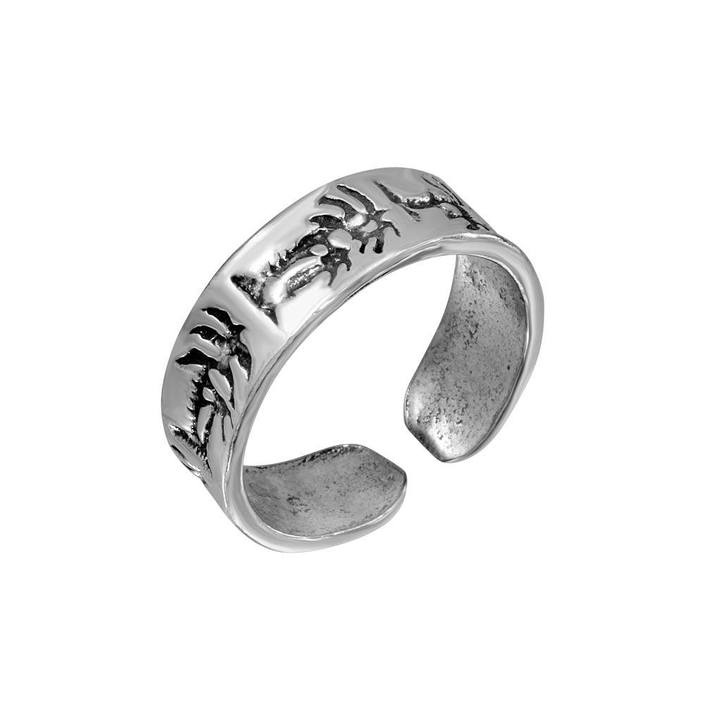 Silver 925 Abstract Palm Tree Design Adjustable Toe Ring - TR185-A | Silver Palace Inc.