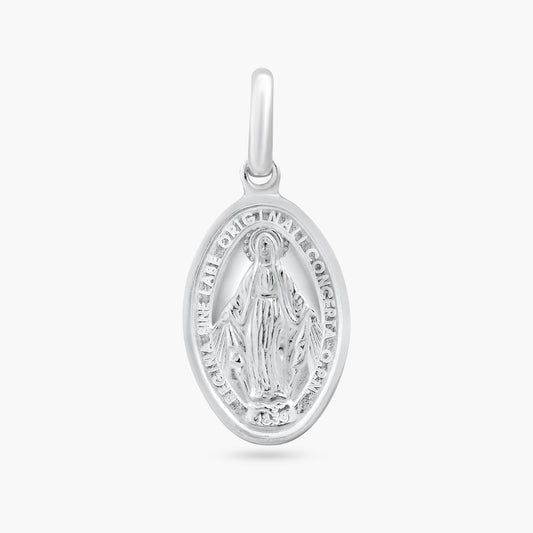 Silver 925 Rhodium Plated Engravable Virgin Mary Pendant - ARP00049 | Silver Palace Inc.