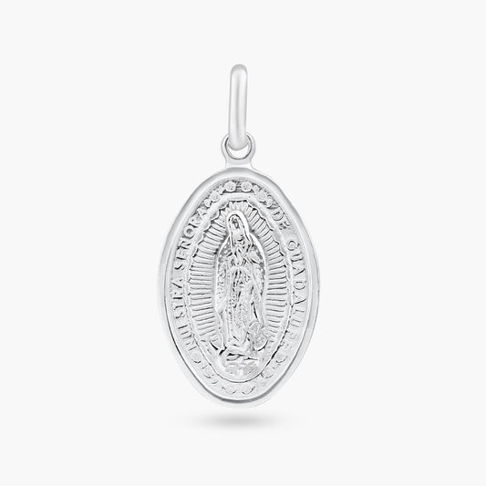 Silver 925 Rhodium Plated Engravable Guadalupe Pendant - ARP00053 | Silver Palace Inc.