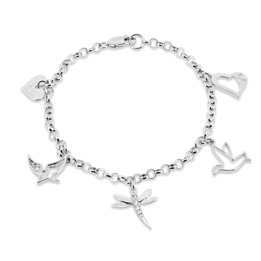 Silver 925 Rhodium Plated Figures Bracelet - BGB00218