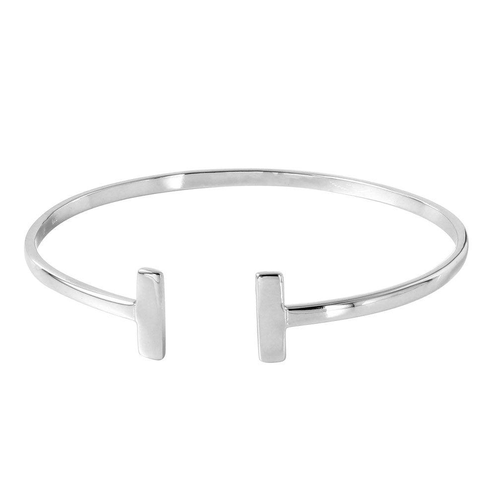 Silver 925 Double Bar Slim Cuff Bracelet - BGB00249 | Silver Palace Inc.