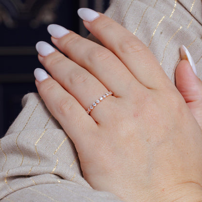 Silver 925 Rose Gold Plated Clear CZ Stackable Eternity Ring - BGR00727