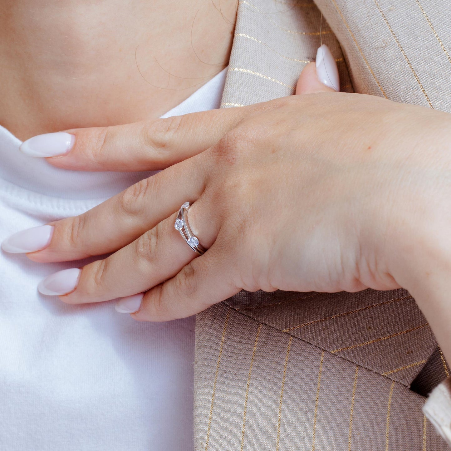 Silver 925 Rhodium Plated CZ Ring - BGR01172