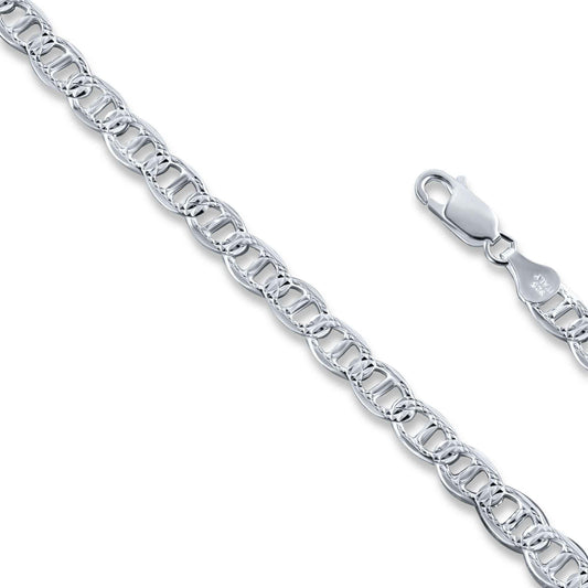 Silver 925 Flat Marina 1 Sided 140 Diamond Cut 6.2mm Chain or Bracelet  - CH672