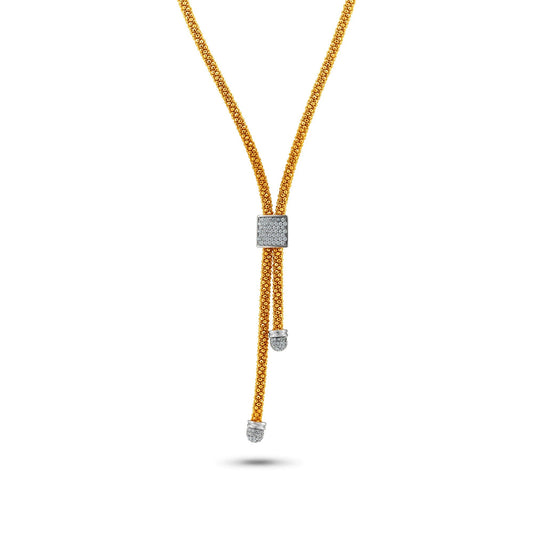 Closeout-Silver 925 Rose Gold and Rhodium Plated Italian Necklace - ITN00106RGP