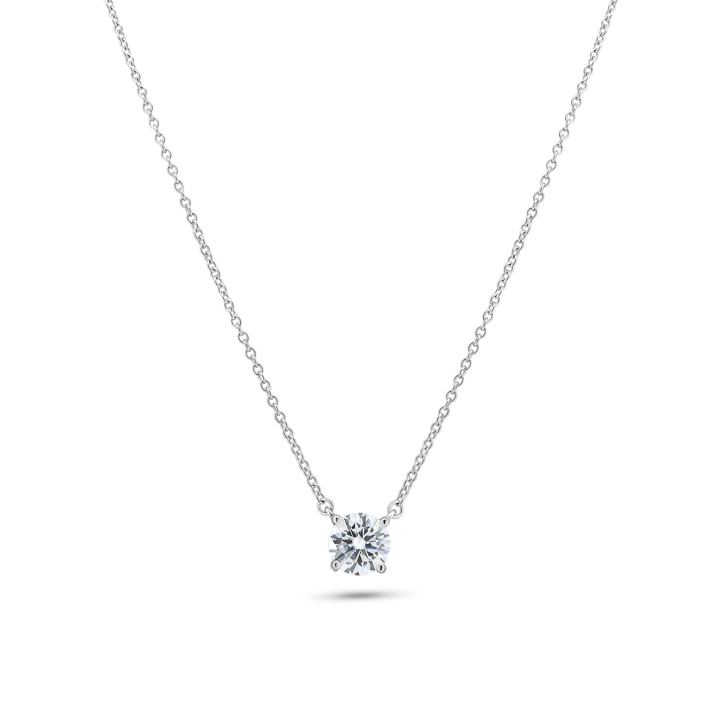 Silver 925 Rhodium Plated Moissanite Stone Halo Necklace - MGMN00011