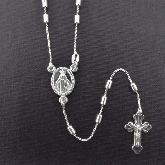 Silver 925 High Polished 3MM Bar Bead Rosary - ROS05-3MM | Silver Palace Inc.