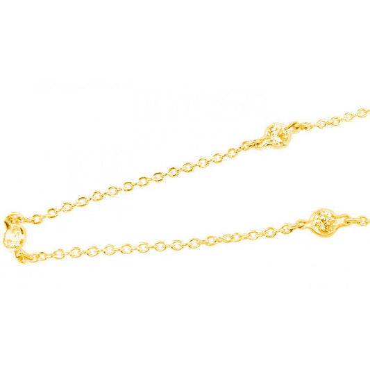 Silver 925 Gold Rhodium Plated Three CZ Necklace - STP00039GP | Silver Palace Inc.
