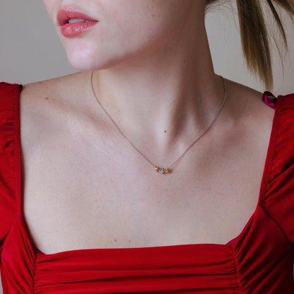 Silver 925 3 Toned Heart Charms Necklace - STP01530