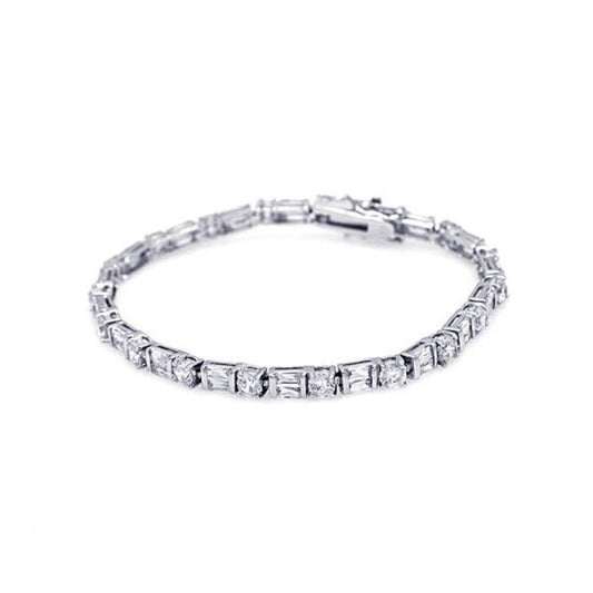 Silver 925 Rhodium Plated Multiple CZ Bracelet - BGB00005 | Silver Palace Inc.