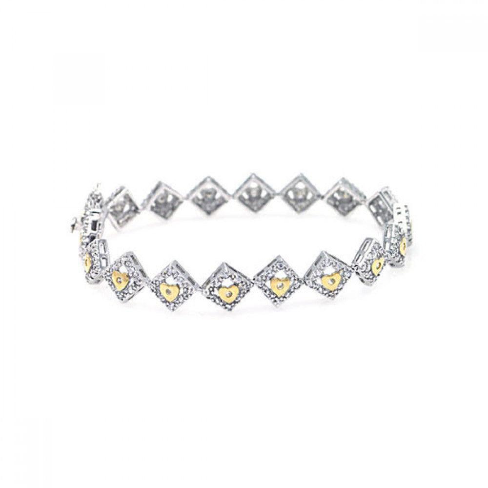 Silver 925 Rhodium Plated Multiple Yellow Round CZ Bracelet - BGB00026 | Silver Palace Inc.