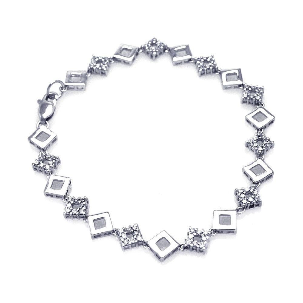 Silver 925 Rhodium Plated Multiple Square Tennis CZ Bracelet - BGB00042 | Silver Palace Inc.