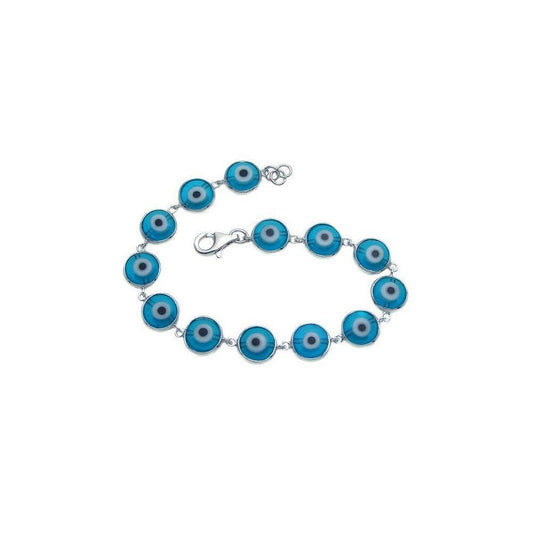 Silver 925 Rhodium Plated Evil Eye Tennis Bracelet - BGB00060 | Silver Palace Inc.