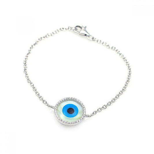 Silver 925 Rhodium Plated Evil Eye Bracelet - BGB00069 | Silver Palace Inc.