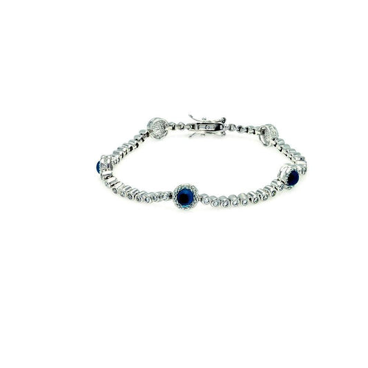 Silver 925 Rhodium Plated Multiple Evil Eye Bracelet - BGB00070 | Silver Palace Inc.